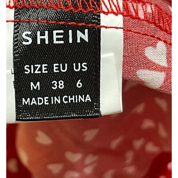 Shein 2 Piece Short Set Bikini Top Shorts All Over Hearts Red M Medium - Picture 5 of 7